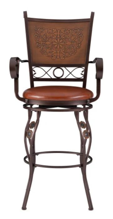Powell® Beatrix Bronze/Rust Big And Tall Armed Bar Stool-3