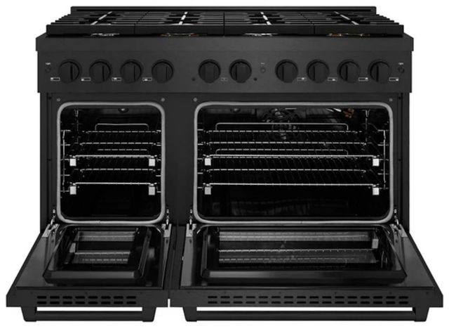 ZLINE Paramount 48" Black Satin Stainless Steel Double Oven Gas Range with 8 Brass Burners-1