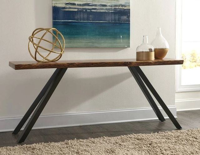 Modus Furniture Reese Natural Live Edge Console Table with Black Base-1