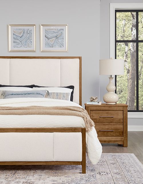 LM Co Home By Vaughan-Bassett Crafted Cherry by Ben & Erin Napier Medium Cherry Queen Upholstered Panel Bed-3