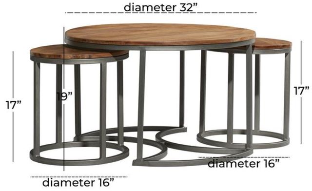 Deco Marche 3-Piece Brown Nesting Coffee Table with Gray Base-3