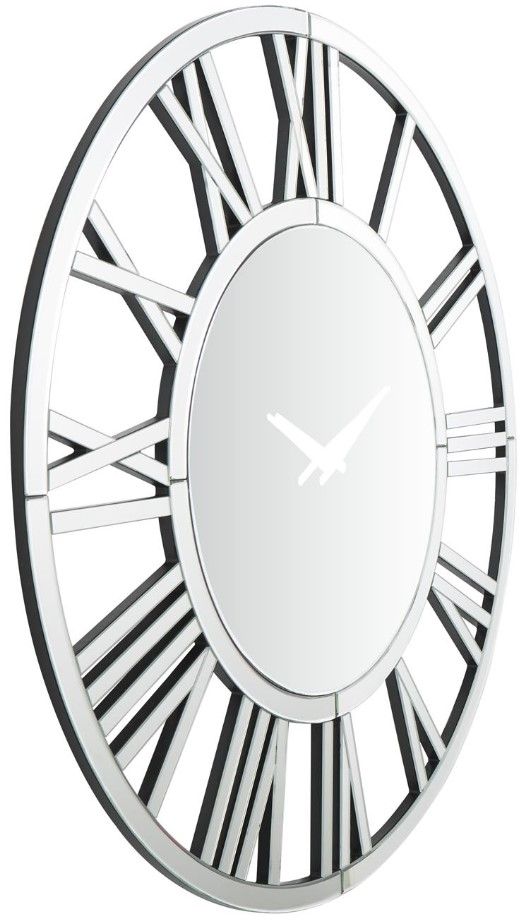 Deco Marche Silver Wall Mirrored Clock-1