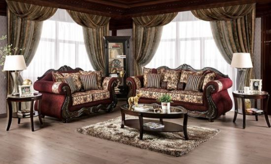 Furniture of America® Matteo Brown/Burgundy Loveseat-1