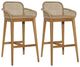 Dovetail Furniture Audra 2-Piece Natural Rattan/Teak Outdoor Barstool Set-0