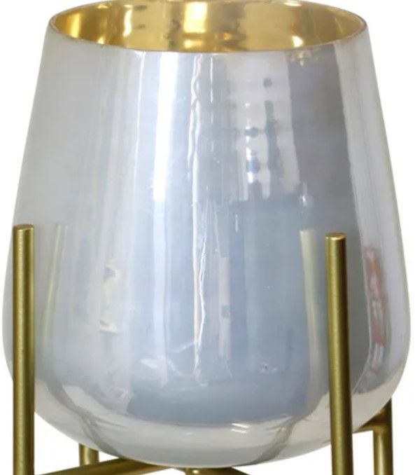 StyleCraft Ird Milky White/Gold Hurricane with Stand-1