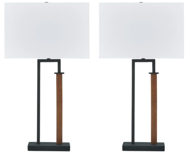 Signature Design by Ashley® Voslen Black Table Lamp with Brown Accent-1