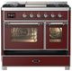 Ilve® Majestic III 40" Burgundy Pro Style Dual Fuel Liquid Propane Range with Triple Glass Door and Chrome Trim-2