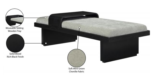 Meridian Furniture Arlington Mint/Black Bench-3