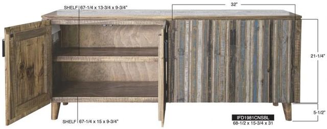 International Furniture Direct Tiza Blue/Brown Console-2