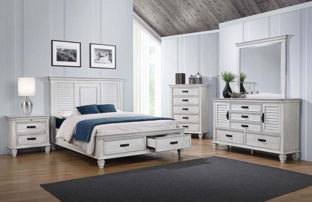 Coaster® Franco DIstressed White Dresser and Mirror-2