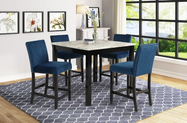 New Classic® Home Furnishings Celeste 5-Piece Blue/Espresso Counter Dining Set-1