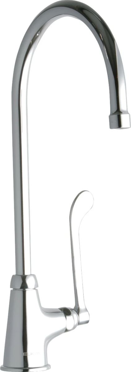 Elkay Chrome Single Hole Single Control Faucet with 8" Gooseneck Spout and 6" Wristblade Handle-0