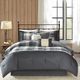 Olliix by Madison Park 7 Piece Grey Queen Ridge Herringbone Comforter Set-0