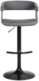Armen Living Calista Gray/Black Upholstered Adjustable Bar Stool-1