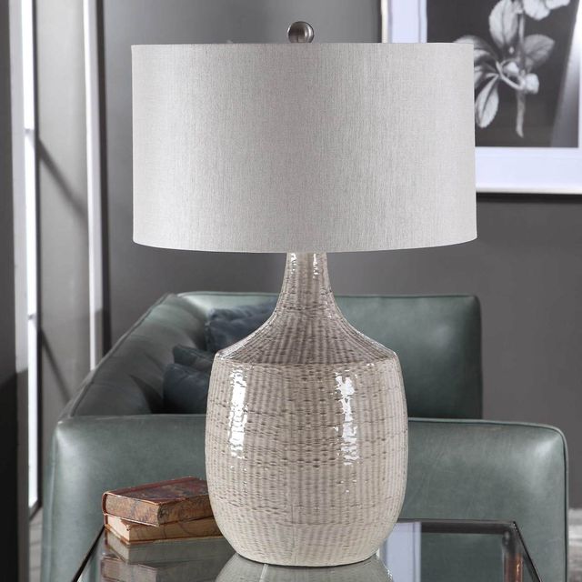 Uttermost® Felipe Light Gray Glaze Table Lamp-1