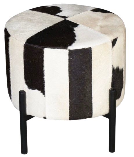 Home Trends & Design Nola Black Hair on Hide Ottoman-0