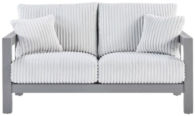 Signature Design by Ashley® Moonlight View Gray Aluminum/Fabric Outdoor Loveseat-1