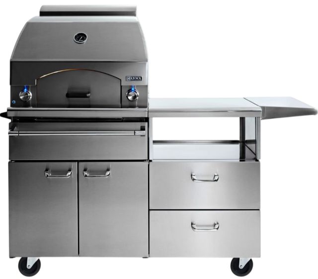 LYNX® Napoli 30" Stainless Steel Liquid Propane Outdoor Oven on Mobile Kitchen Cart-1