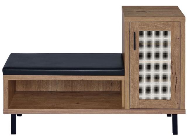 Coaster® Teller Black/Natural Oak Shoe Storage Bench-2