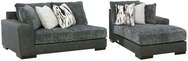 Signature Design by Ashley® Larkstone 2-Piece Pewter Right-Arm Facing Loveseat Sectional and Chaise-0