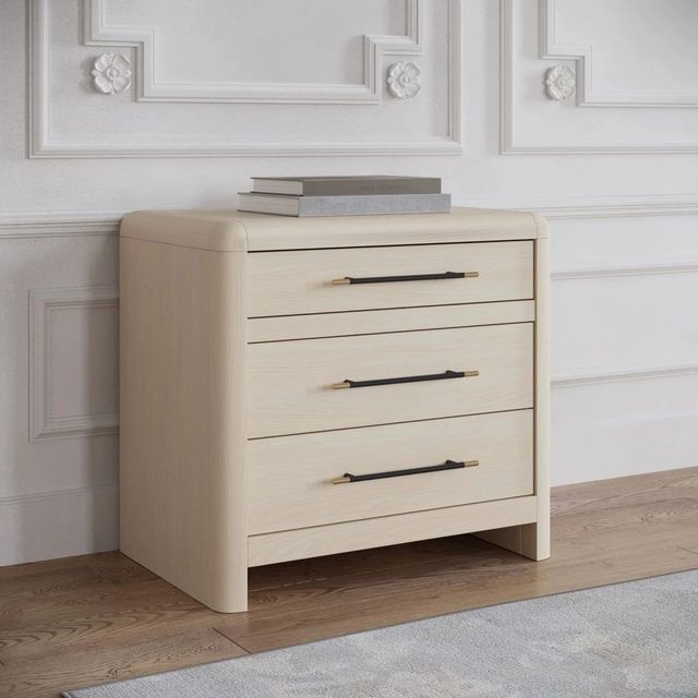 Modus Furniture Wallen White Sand 3-Drawer Nightstand-2