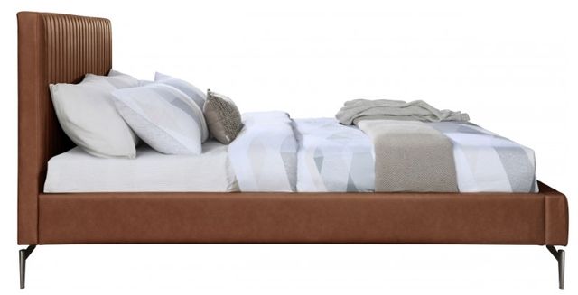 Meridian Furniture Gallo Cognac Vegan Leather Full Upholstered Panel Bed-2