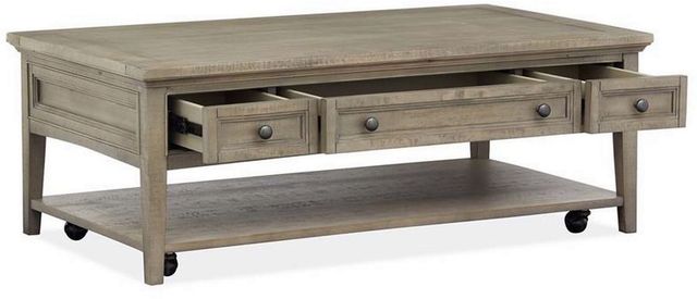 Magnussen Home® Paxton Place Dovetail Grey Rectangular Cocktail Table with Casters-2