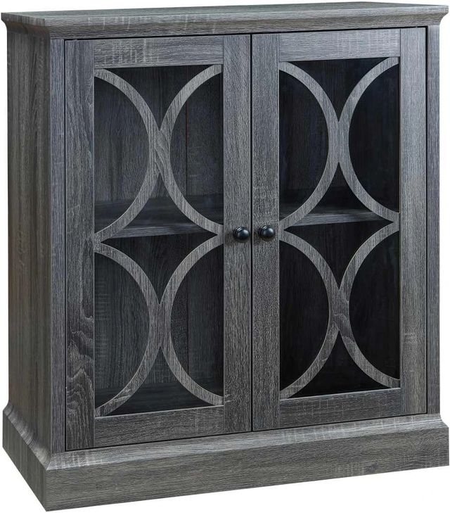 Brassex Inc. Grey Storage Cabinet with Glass Doors-0