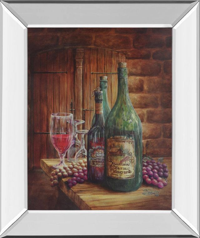 Classy Living Vintage Wine Ill Mirror Framed Wall Art-0