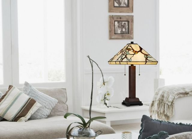 Cal® Lighting & Accessories Tiffany Dark Bronze/Wood Table Lamp-3