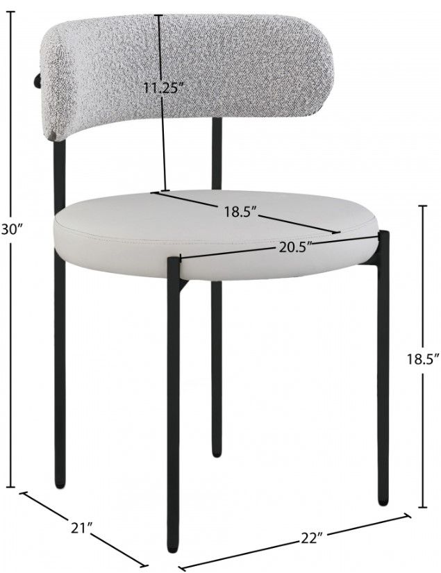 Meridian Furniture Beacon Taupe/Black Vegan Leather And Boucle Fabric Upholstered Dining Chair-2