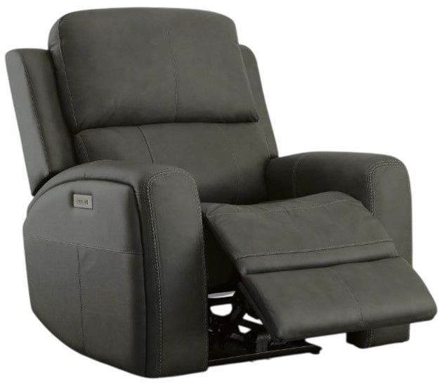 Flexsteel® Linden Charcoal Leather Power Recliner with Power Headrest and Lumbar-1