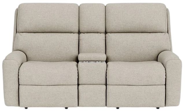 Flexsteel® Rio Driftwood Power Reclining Loveseat with Console and Power Headrests-1