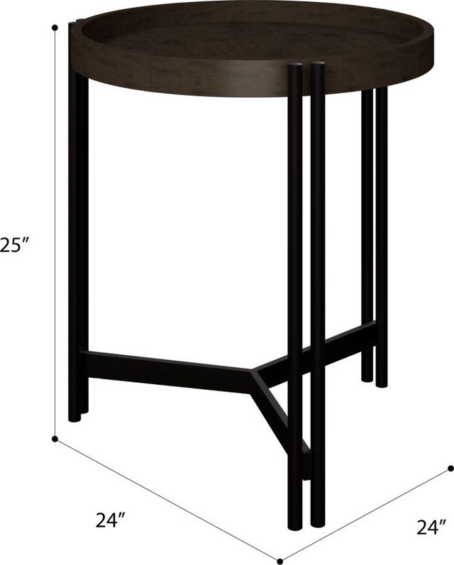 Emerald Home Huron Dark Cocoa Side Table with Black Base-2
