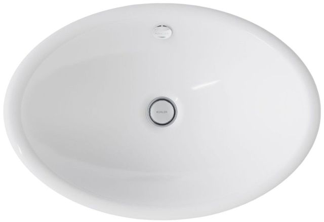 Kohler Iron Plains® White 20.75" Oval Vessel Bathroom Sink with Iron Black Painted Underside-1