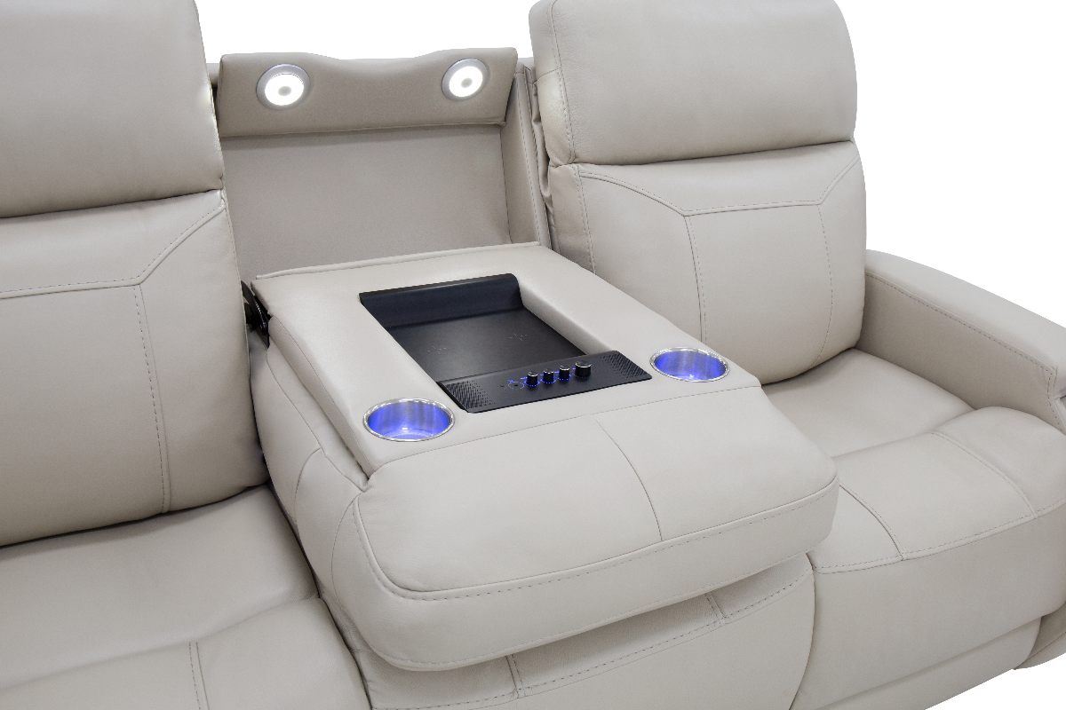 Moto Motion 828 Bone Leather Media Power Reclining Sofa | Miskelly