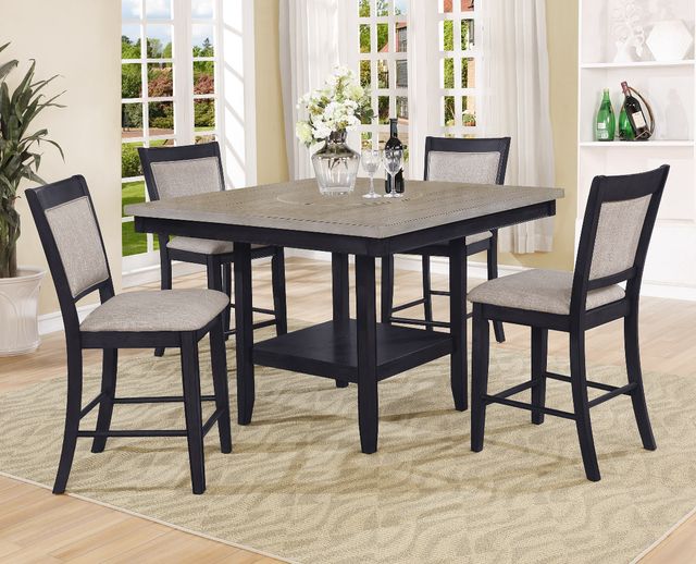 Crown Mark Fulton Light Gray Counter Table with Black Base-1