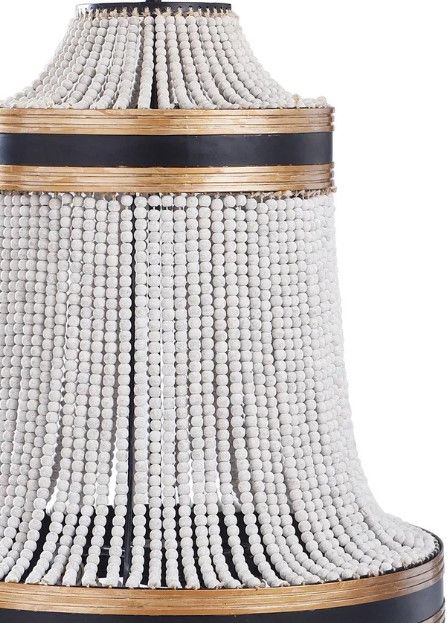 Harp & Finial® Porfino Black/Natural Wood Bead Chandelier-1