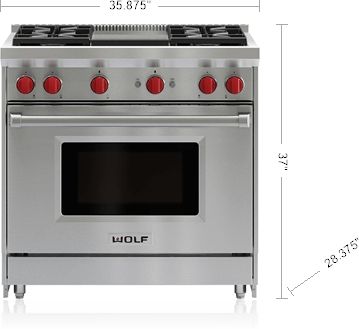 Wolf® 36" Stainless Steel Pro Style Natural Gas Range-5