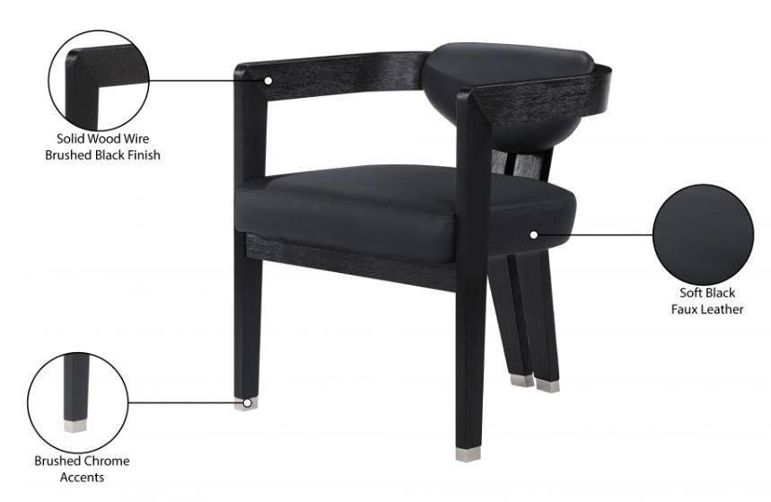 Meridian Furniture Carlyle Faux Leather Dining Chair - Black Finish Meridian Furniture Carlyle Faux Leather Dining Chair - Black Finish