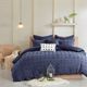 Olliix by Urban Habitat Indigo Blue King/California King Brooklyn Cotton Jacquard Duvet Cover Set-0