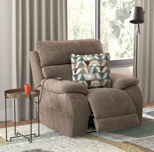 Catnapper® Joya Mushroom/Nile Power Lay Flat Recliner with Power Headrest-1