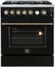 FORNO® Giovanni Series Alta Qualita 30" Black and Antique Brass Pro Style Gas Range-0