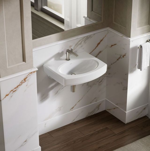 Kohler Pinoir® White 22" Single Hole Oval Wall-Mount Bathroom Sink-2