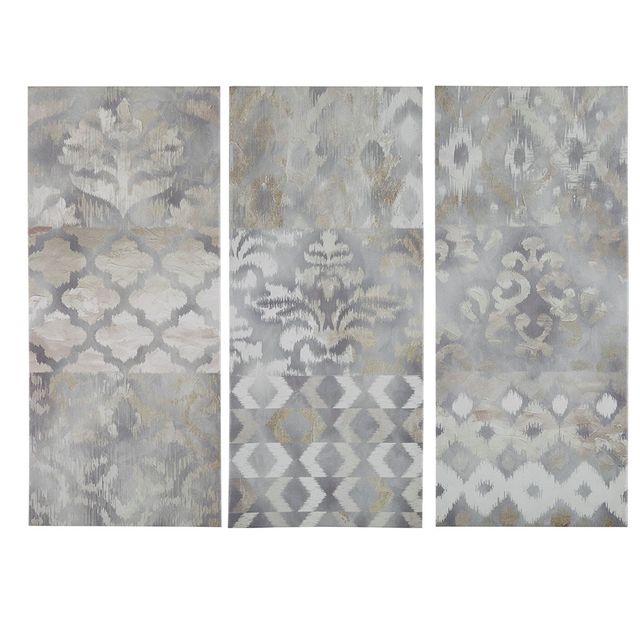 Olliix by Madison Park Watercolor Ikat Taupe 3 Pieces Taupe Gallery Art Set-0