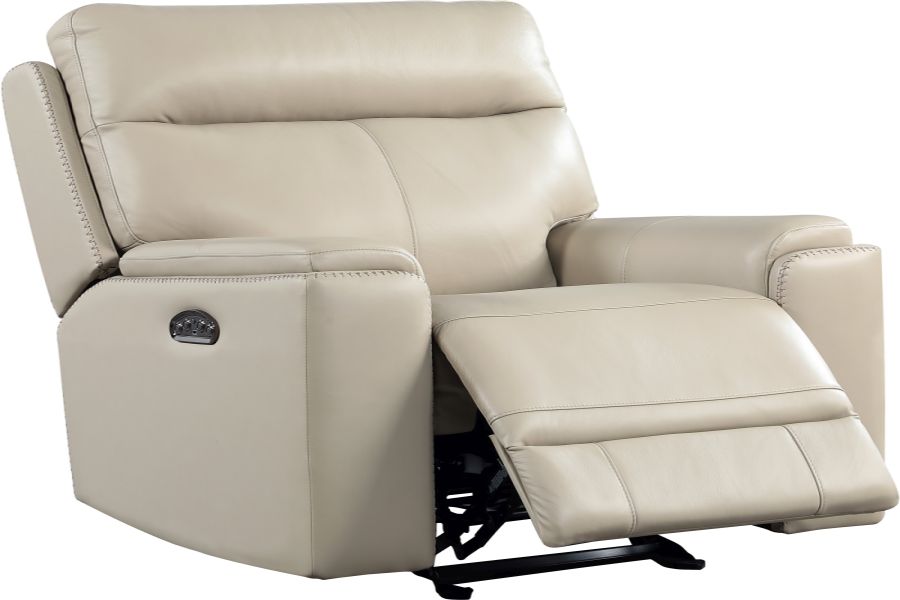 Leather Italia Bryant Taupe Power Glider Recliner Miskelly Furniture