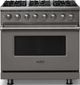 Viking® 5 Series 36" Damascus Gray Pro Style Dual Fuel (LP) Range with Polished Chrome Trim-0