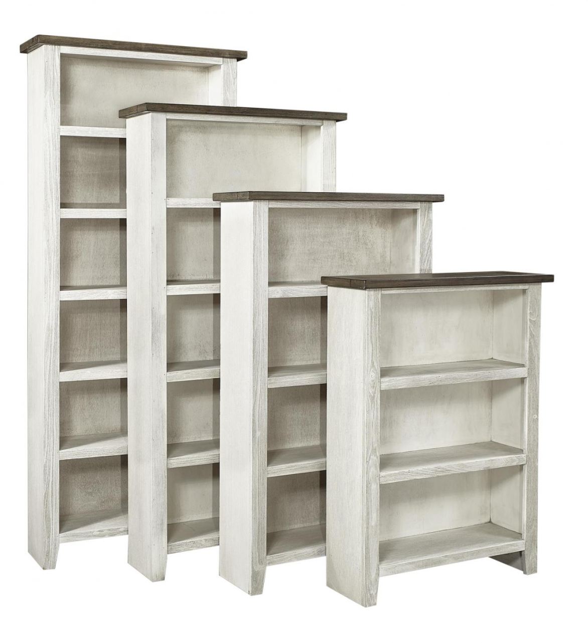 aspenhome Eastport Drifted White 84 Bookcase with 5 fixed shelves Jarons Furniture Outlet Bordentown and Lumberton NJ