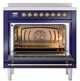 Ilve® Nostalgie II Noblesse 36'' Midnight Blue Pro Style Induction Range with Brass Trim-1