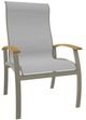 Telescope Casual Belle Isle Abalone/Storm Aluminum/Fabric Outdoor Sling Supreme Arm Chair with Teak Rustic Polymer Arm Accent-0